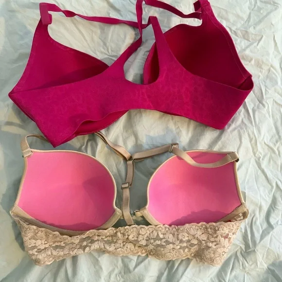 2 Victoria's Secret Push Up Bras - front clasp. Pink and beige Bras - Picture 4 of 6
